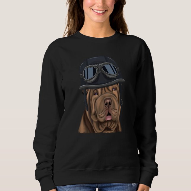 Vintage Motorcycle Helmet Chinese Shar Pei Sweatshirt (Vorderseite)