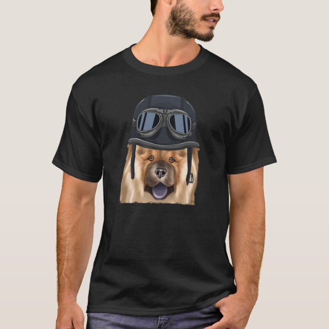 Vintage Motorcycle Helmet Chow Chow T-Shirt (Vorderseite)
