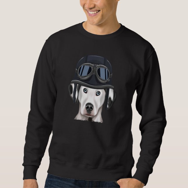 Vintage Motorcycle Helmet Dalmatian Sweatshirt (Vorderseite)