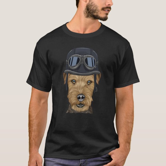 Vintage Motorcycle Helmet Lakeland Terrier T-Shirt (Vorderseite)