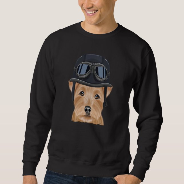 Vintage Motorcycle Helmet Norfolk Terrier Sweatshirt (Vorderseite)