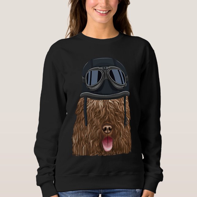 Vintage Motorcycle Helmet Spanish Water Dog Sweatshirt (Vorderseite)