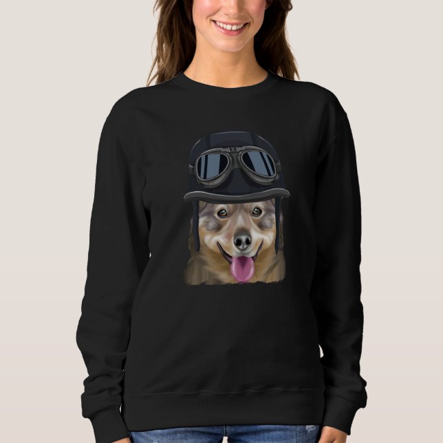 Vintage Motorcycle Helmet Swedish Vallhund Sweatshirt (Vorderseite)
