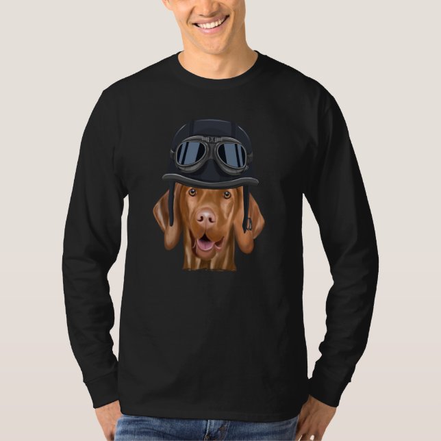 Vintage Motorcycle Helmet Vizsla T-Shirt (Vorderseite)