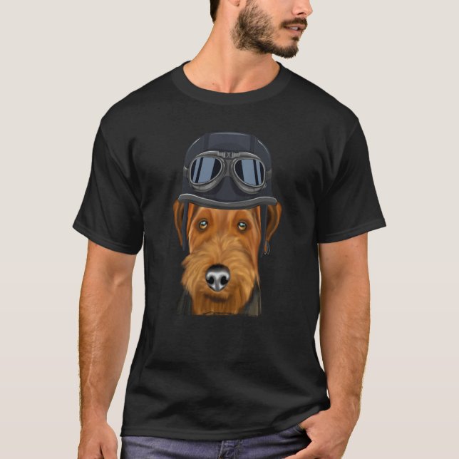 Vintage Motorcycle Helmet Welsh Terrier T-Shirt (Vorderseite)