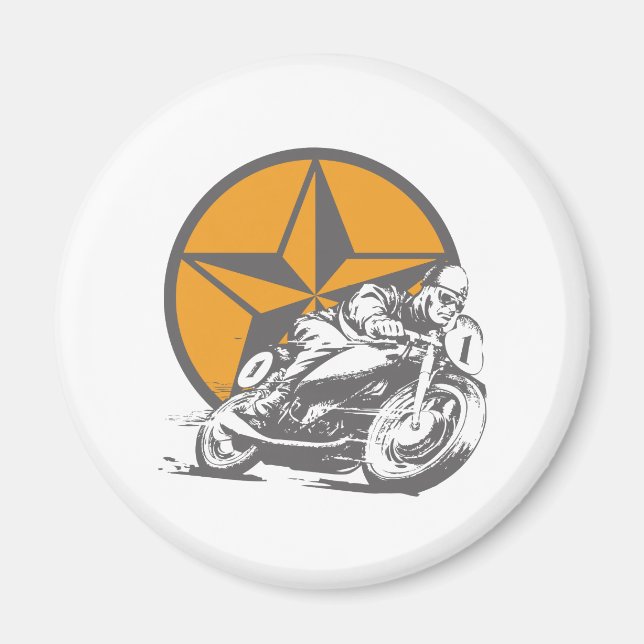Vintage Motorcycle Racing Circle Star Magnet (Vorne)
