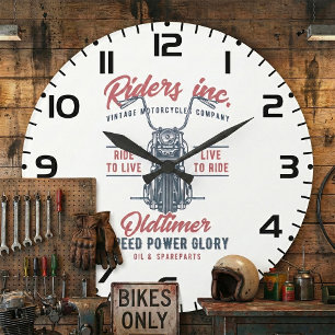 Vintage Motorcycle Riders Inc Große Wanduhr