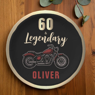Vintage-Motorrad 60. Geburtstags-Party Pappteller