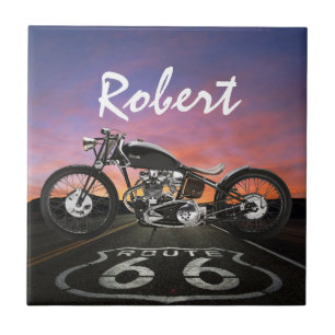 Vintage Motorrad- Autos - Route 66 - SRF Fliese