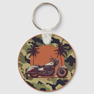 Vintage Motorrad Classic Sunset Beach Biker Camouf Schlüsselanhänger