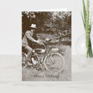 Vintage-Motorrad-Geburtstagskarte Karte