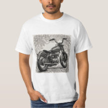 Vintage-Motorrad mit floralem Rahmen – Retro-Biker