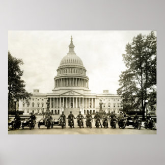 Vintage Motorrad-Polizisten der 1920er Jahre in DC Poster