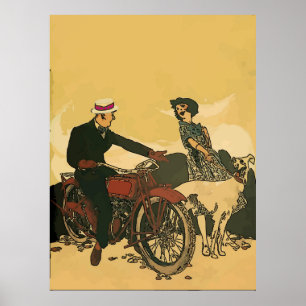 Vintage Motorrad-Poster, Text hinzufügen Poster