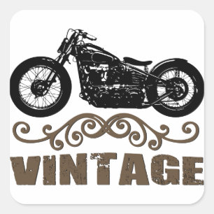 Vintage-Motorrad Quadratischer Aufkleber