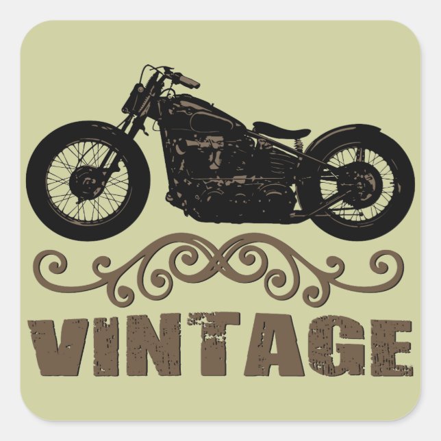 Vintage-Motorrad Quadratischer Aufkleber (Vorderseite)
