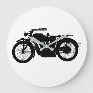Vintage Motorrad-Silhouette im reichen Schwarzen Große Wanduhr