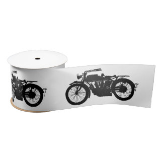 Vintage Motorrad-Silhouette im reichen Schwarzen Satinband