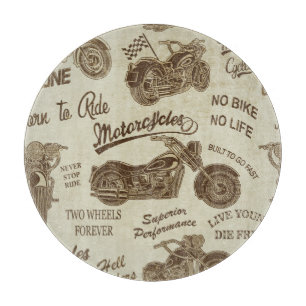 Vintage-Motorrad-Silhouetten: nahtloser Hintergrun Schneidebrett