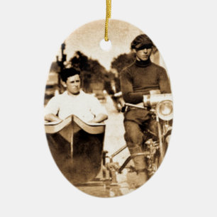 Vintage Motorrad und Beiwagen Old School Cool Keramikornament