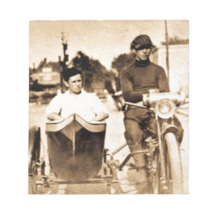 Vintage Motorrad und Beiwagen Old School Cool Notizblock