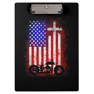 Vintage-Motorrad USA-Flagge Christlicher Glaube fü Klemmbrett