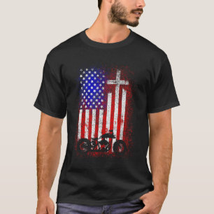 Vintage-Motorrad USA-Flagge Christlicher Glaube fü T-Shirt
