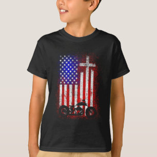 Vintage-Motorrad USA-Flagge Christlicher Glaube fü T-Shirt