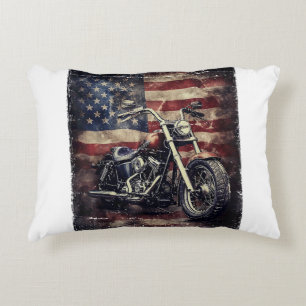 Vintage-Motorrad USA-Flagge Retro-Biker Amerikanis Dekokissen