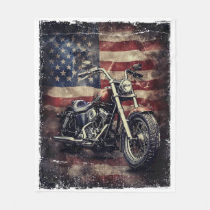 Vintage-Motorrad USA-Flagge Retro-Biker Amerikanis Fleecedecke