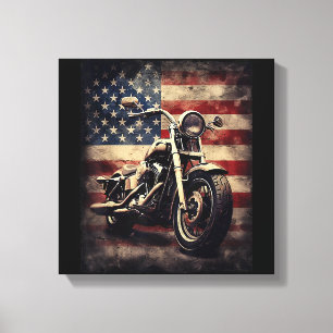 Vintage-Motorrad USA-Flagge Retro-Biker Amerikanis Leinwanddruck
