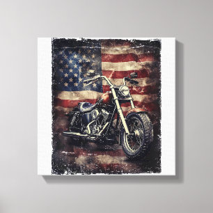 Vintage-Motorrad USA-Flagge Retro-Biker Amerikanis Leinwanddruck