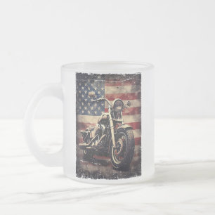 Vintage-Motorrad USA-Flagge Retro-Biker Amerikanis Mattglastasse