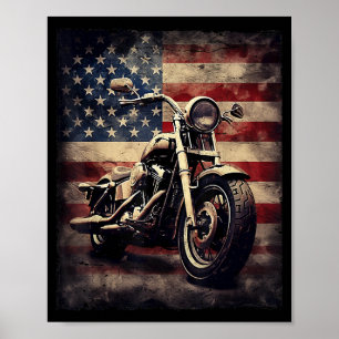 Vintage-Motorrad USA-Flagge Retro-Biker Amerikanis Poster