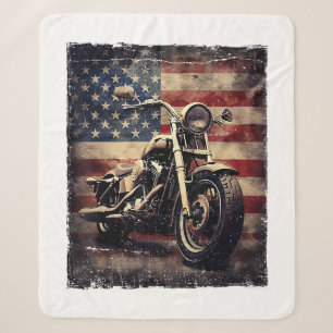 Vintage-Motorrad USA-Flagge Retro-Biker Amerikanis Sherpadecke