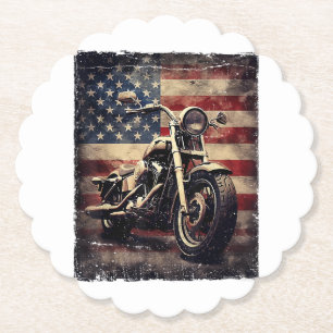 Vintage-Motorrad USA-Flagge Retro-Biker Amerikanis Untersetzer