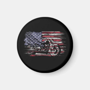 Vintage-Motorrad USA-Flagge Retro-Biker, Motorradf Magnet