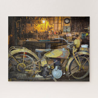 Vintage-Motorrad-Werkstatt Industrielle Szene Kuns Puzzle