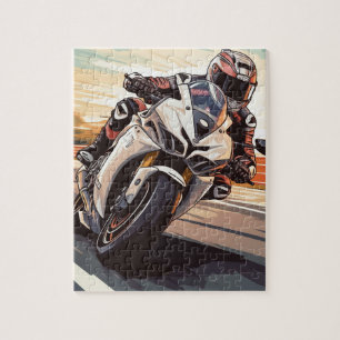 Vintage-Motorräder rasen über die Straße Puzzle