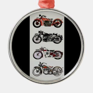 VINTAGE MOTORRÄDER SILBERNES ORNAMENT