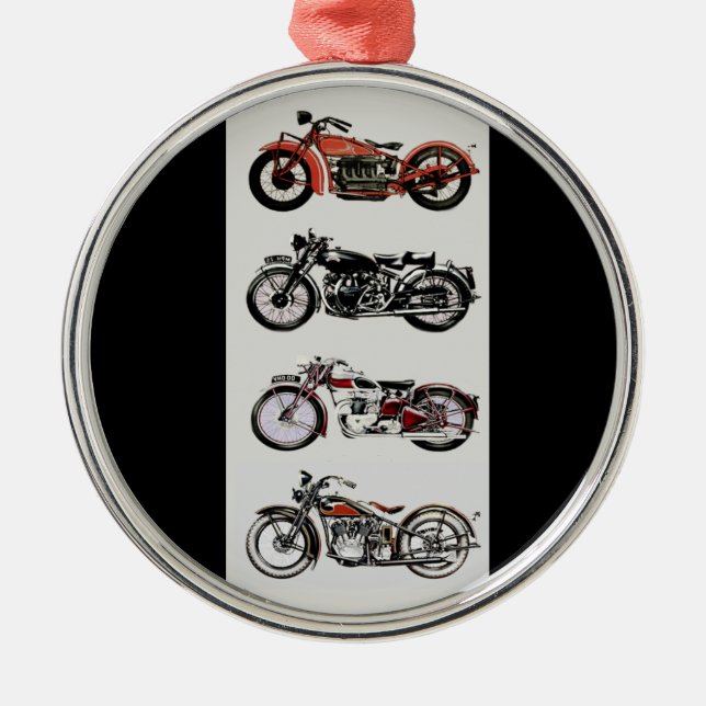 VINTAGE MOTORRÄDER SILBERNES ORNAMENT (Vorne)