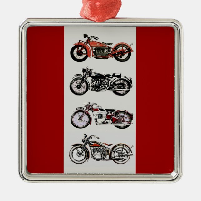VINTAGE MOTORRÄDER SILBERNES ORNAMENT (Vorne)