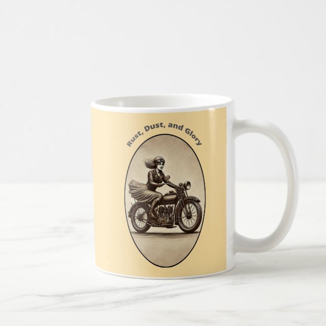Vintage Motorradfahrerinnen mit Goggles URM Kaffeetasse (Rechts)