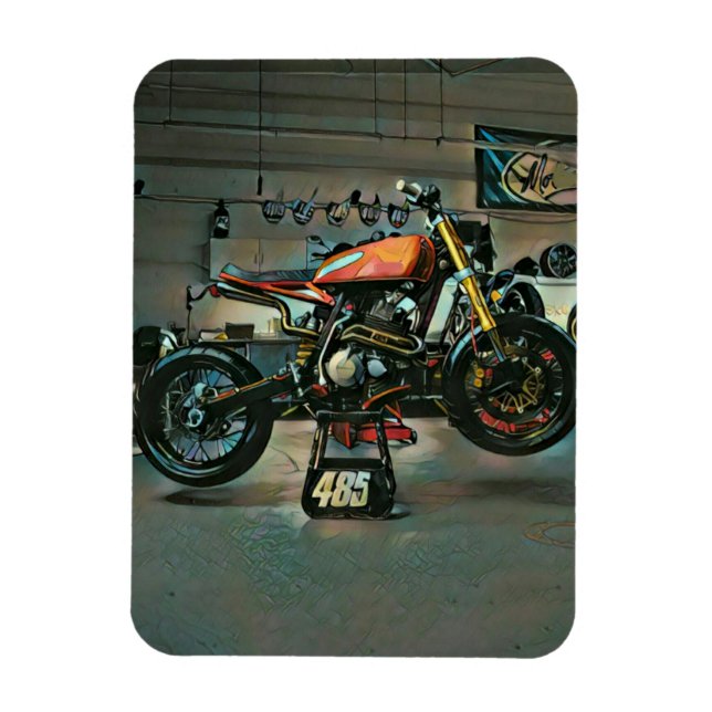 Vintage Motorradkunst Magnet (Vertikal)
