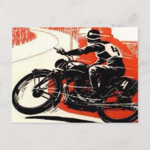 Vintage-Motorradrennen Postkarte