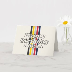Vintage Motorsport Racing Stripe Name Retro Auto Karte