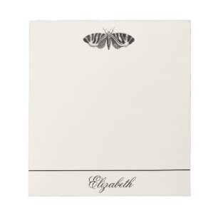 Vintage Motten-Illustration Schwarz Beige Personal Notizblock