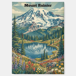 Vintage Mount Rainier National Park Berge Magnet