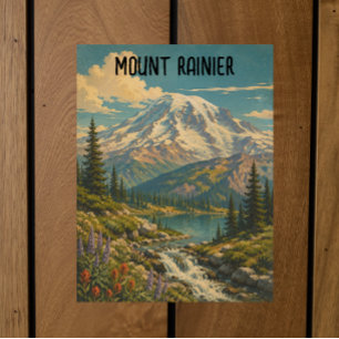 Vintage Mount Rainier Nationalpark Landschaft Postkarte