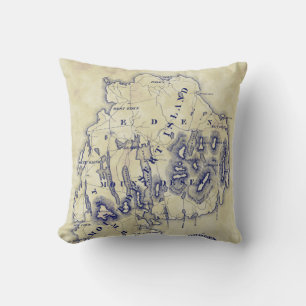 Vintage Mount Wüste Insel MN Karte Blaue Teeplanta Kissen